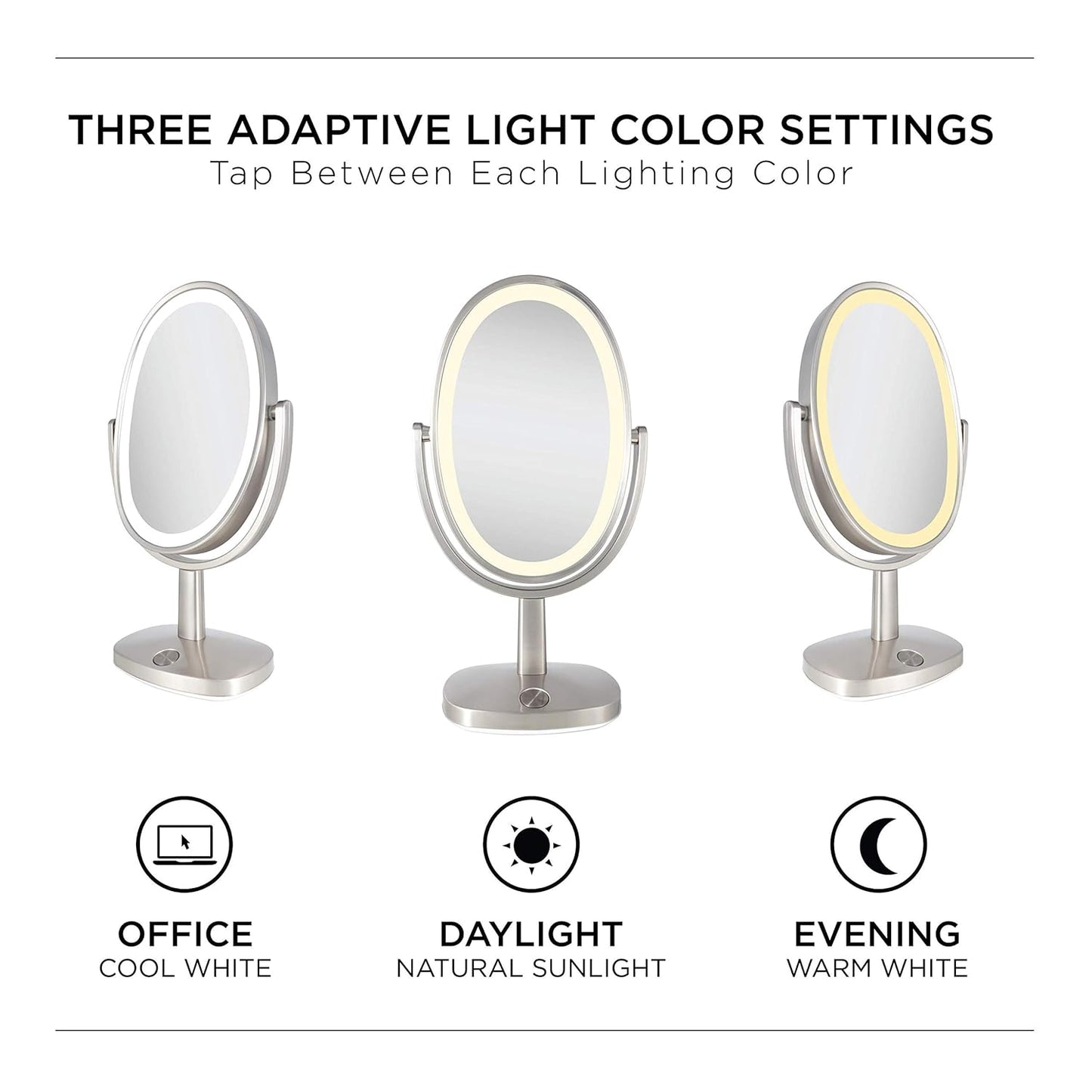 Zadro Newport 10" by 18" Oval LED Lighted Makeup Mirror with Magnification 5X/1X Touch Control Makeup Mirror with Lights