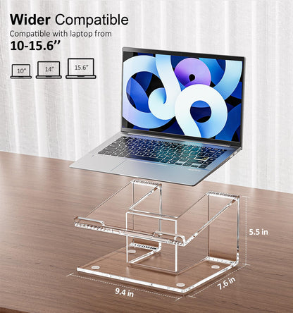 FUCDTEFC Acrylic Laptop Stand for Desk, Laptop Riser for 10-15.6 Inch Laptops, Ergonomic Computer Stand Holder Compatible with Macbooks and Notebooks- Clear