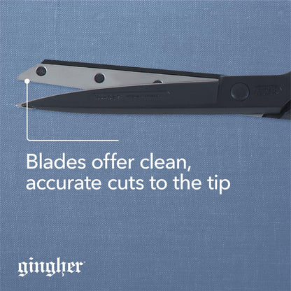 Gingher Featherweight Bent Handle Scissors - 8" Stainless Steel Shears - Sharp Fabric Scissors - Black