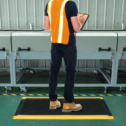 2' x 3' ESD Anti-Fatigue Conductive Mat, Durable Heavy Duty Diamond Plate, Non Slip Waterproof Floor Mats for Commercial&Industrial Work, Thick 3/4” with Yellow Border