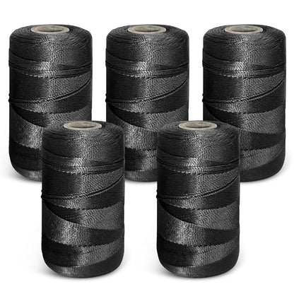NEWSEED 5 Rolls Mason Line, 1300FT Per Roll #18 Nylon String Line, Nylon Twine for Gardening, Masonry Tools, Construction Layout, Crafting DIY Project, Fluorescent Black