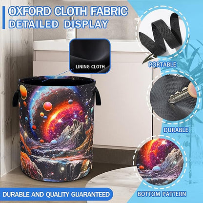 Dream Galaxy Mountains Laundry Basket Funny Oxford Cloth Laundry Hamper