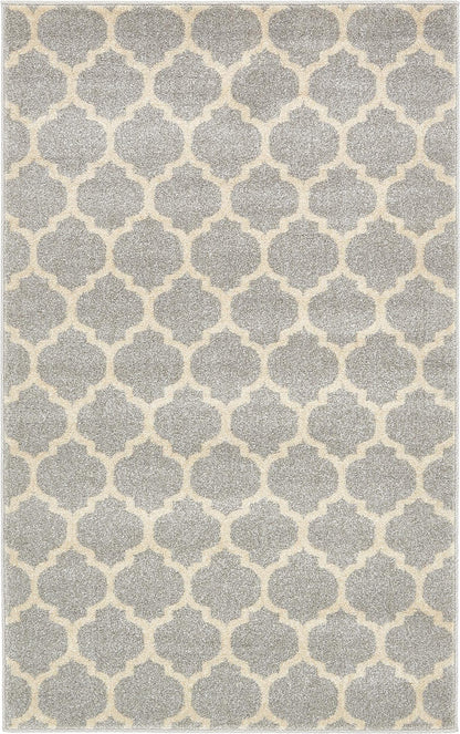 Rugs.com Lattice Collection Rug – 3' x 5' Light Gray Medium Rug Perfect for Entryways, Kitchens, Breakfast Nooks, Accent Pieces