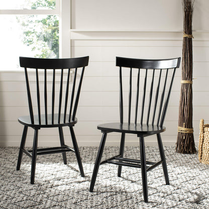 SAFAVIEH Furniture - Parker Spindle Dining Chair Set of 2 - Black - Solid Wood - Classic Windsor Design - Ideal for Dining Room, Kitchen, 17.3" Seat Height (AMH8500B-SET2)