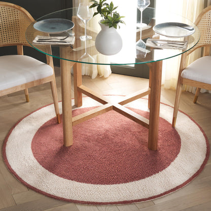 SAFAVIEH Washable Rug Easy Care Collection - 4' Round, Ivory & Rust, Handmade Cotton, Easy to Clean, Ideal for Foyer, Kitchen, Nursery, Office, Bedroom (ECR220P)