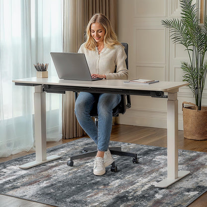 Office Chair Mat for Hardwood Tile Floor, Abstract 48"X 60" Desk Mats for Office Chair on Rolling Chairs Carpet, Desk Anti-Slip 1/5" Thick Rug for Computer Chair, Thin Low-Pile Floor Mat, Dark Gray