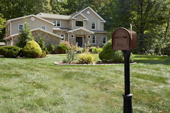 Architectural Mailboxes Hillsborough Post Mount Mailbox, Copper, Large | Galvanized steel build for outside with rust-resistant powder-coat finish and a magnetic door closure. USPS approved.