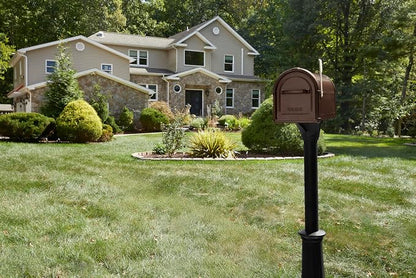 Architectural Mailboxes Hillsborough Post Mount Mailbox, Copper, Large | Galvanized steel build for outside with rust-resistant powder-coat finish and a magnetic door closure. USPS approved.