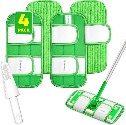 4 Pack Reusable Microfiber Mop Pads, Compatible