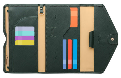 ZOPPEN Mulit-purpose Rfid Blocking Travel Passport Wallet (Ver.4) Trifold Document Organizer Holder, 16 Dark Olives
