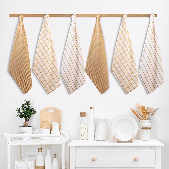 LANE LINEN Kitchen Towels Set of 6-100% Cotton, Quick-Drying 18” x 28” Dish &