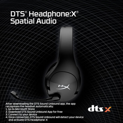 HyperX Cloud Stinger Core – Wireless Lightweight Gaming Headset, DTS Headphone:X spatial audio, Noise Cancelling Microphone, For PC, Black