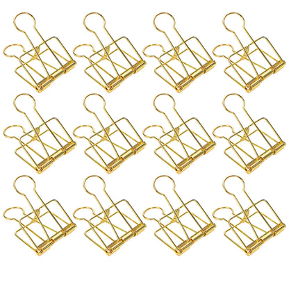12 Pcs Gold Wire Binder Clips 2 inch Large Hollow Out Long Tail Binder Clips Clamps 51mm for Paperwork, Sewing Crafts, Teacher, Office School Supplies, Food Packages