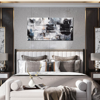 Abstract Art Wall Decor Office - Black And White Pictures Wall Art for Living Room - Modern Prints Wall Art Bedroom Size 20" x 40"