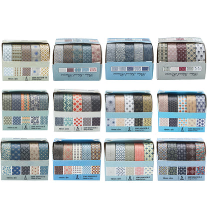 YUBX Basic Patterns Washi Tape Set 60 Rolls Geometric Elegance Decorative Skinny Masking Tapes for Arts, DIY Crafts, Journals, Planners, Scrapbook, Wrapping