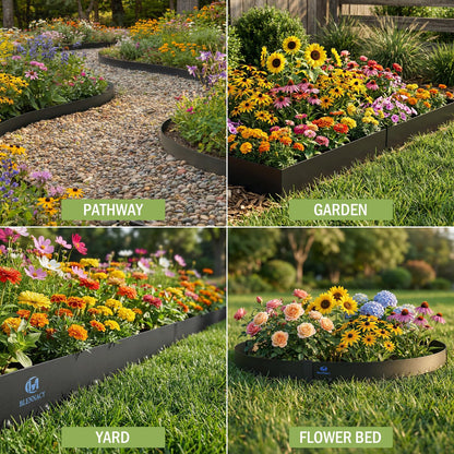 20ft.Metal Landscape Edging 6 Pack 6 inch,Steel Garden Edging with a Pair of Gloves and 7 Stakes, Galvanized Steel Landscape Edging for Fence, Yard Pathway, Flower Beds (40" L x 6" H Each, Black)