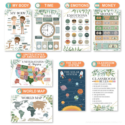 Hadley Designs 16 Educational Posters for Classroom Must Haves - Laminated Pre-K Posters for Toddler Homeschool Essentials, Toddler & Preschool Learning Activities, Kindergarten Classroom Decor