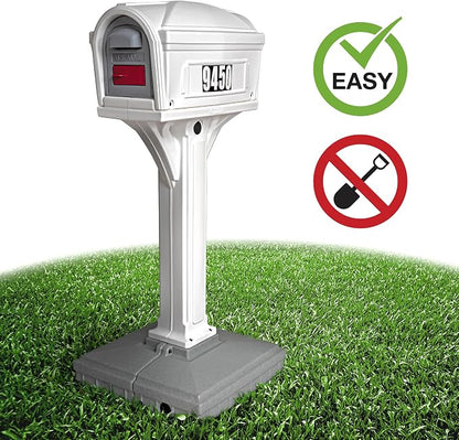American Home by Simplay3 Premium Dig-Free Easy Up Classic Mailbox and Post Combination in White, Above Ground Mailbox