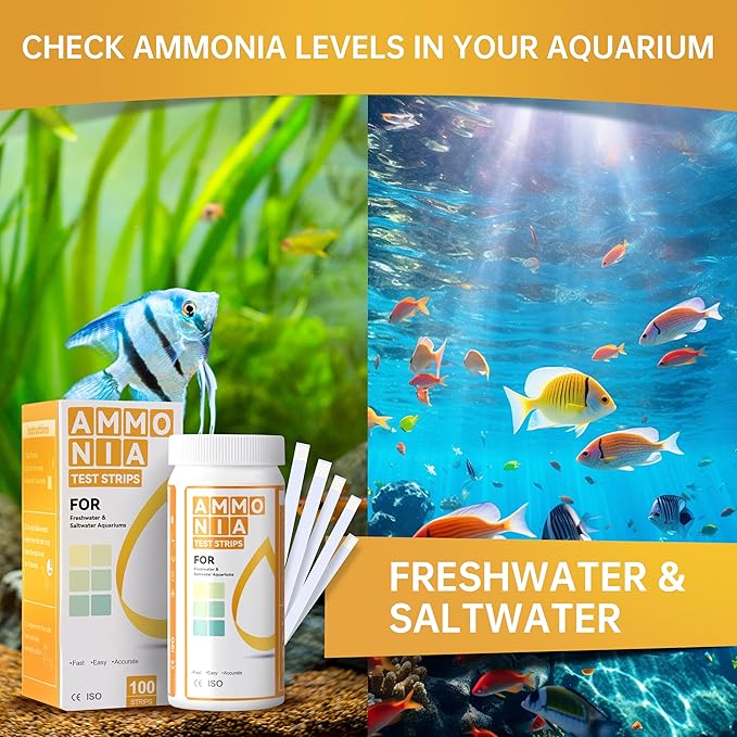 AAwipes Ammonia Test Strips for Fish Tank Aquarium Test Strips Aquarium Water Test Kit Freshwater Fish Tank (150)