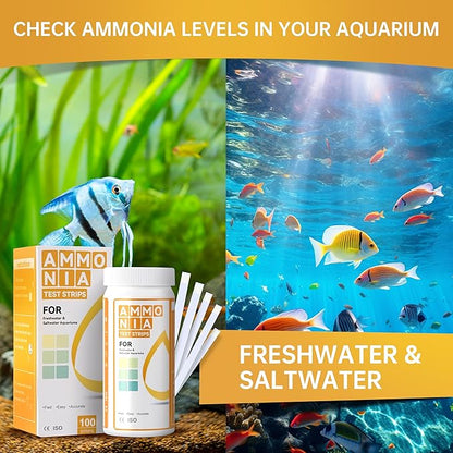 AAwipes Ammonia Test Strips for Fish Tank Aquarium Test Strips Aquarium Water Test Kit Freshwater Fish Tank (150)