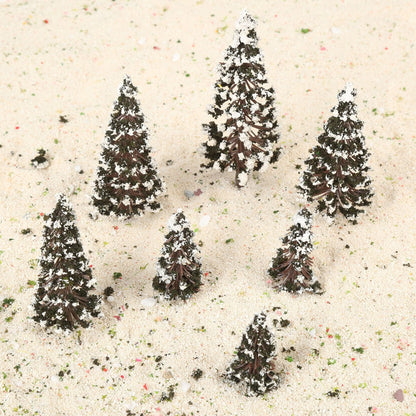 Yetaha 16PCS Mixed Scale Snow-Covered Cedar Trees, Winter Pine Tree Models 6/8/10/12cm, Miniature Trees for Diorama & Model Train Scenery, Village, Railway, Winter Landscape (4pcs Each Size)