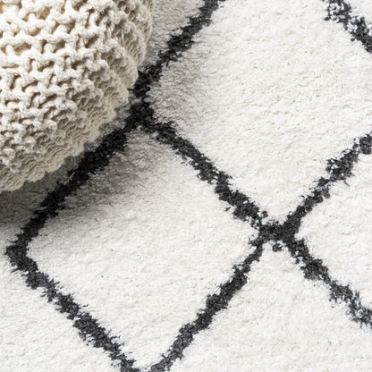 JONATHAN Y Cami Diamond Shag White/Gray Indoor Area Rug, 3x5, Moroccan, Bohemian, Contemporary, Easy-Cleaning for Living Room, Bedroom, Kitchen, Pet Friendly, Non-Shedding (MOH410A-3)