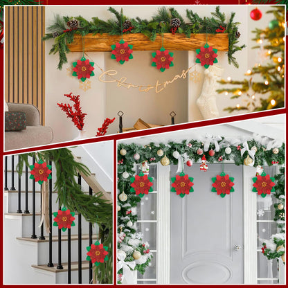 LFUTARI 30 Pcs Christmas DIY Poinsettia Flowers Craft, Foam Poinsettias Flower Ornaments, Christmas Glitter Red Flowers DIY Decoration for Holiday Home Party Tree Garland Wreath Porch Stair Decor