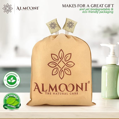 Almooni Natural Loofah Exfoliating Body Scrubber for Men and Women, Real Round Egyptian Loofah Sponge with Consistent Scrub Texture, Large Natural Shower Sponge for Body Exfoliation, 2-Count