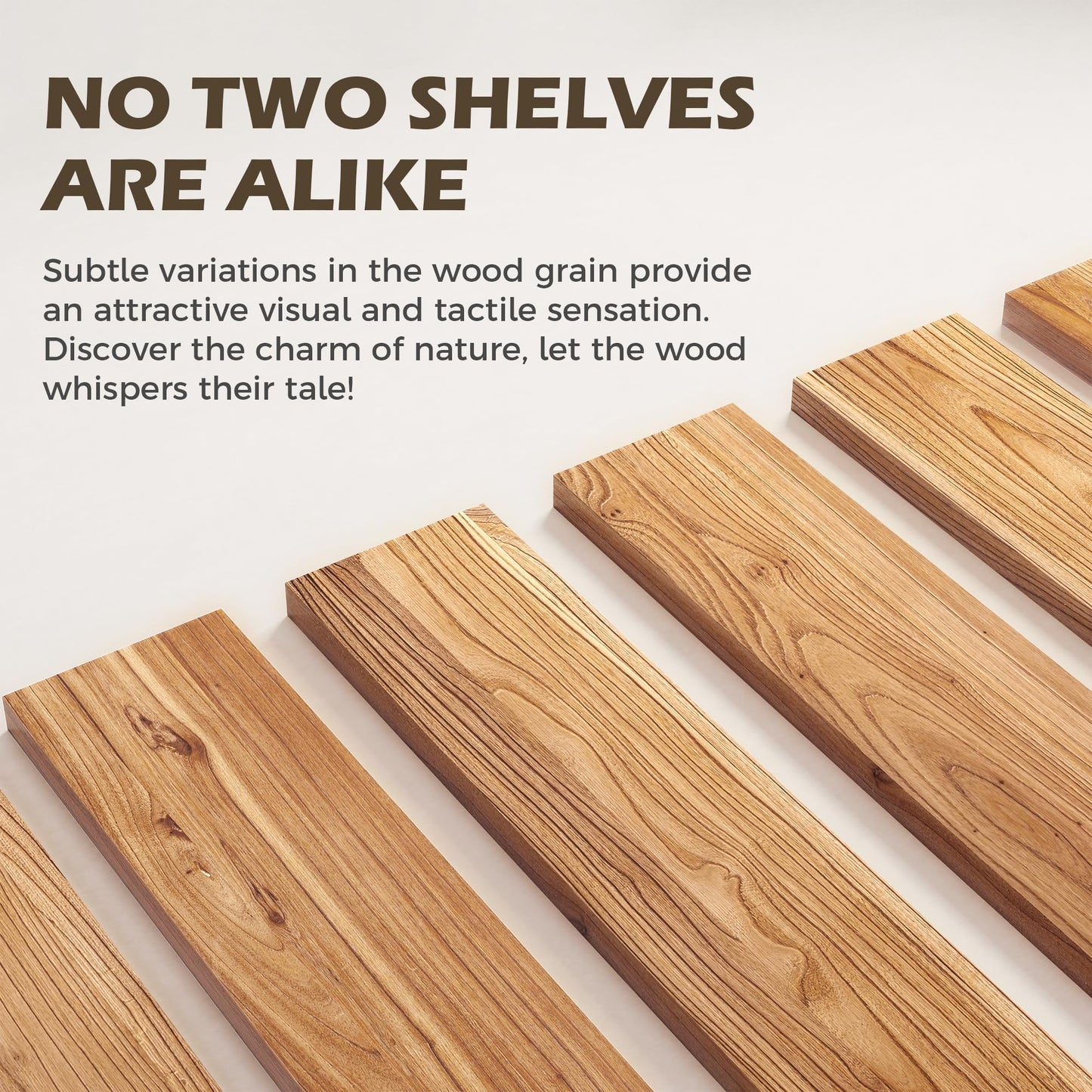 RICHFOCUS 20inch Natural Floating Shelves for Wall, 8" Deep High End Solid Real Wood Wall Shelves for Bathroom, Rustic Wooden Floating Shelves with Invisible Brackets for Books Storage Decor, Set of 2