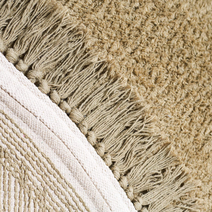 SAFAVIEH Washable Rug Easy Care Collection - 4' Round, Green & Ivory, Handmade Cotton, Easy to Clean, Ideal for Foyer, Kitchen, Nursery, Office, Bedroom (ECR204Y)