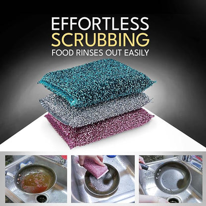 Dish Sponges for Kitchen(30 Pcs) Non-Scratch Scrub Sponges for Dishes, Pots, Pans, Glass, Stainless Steel & Nonstick Cookware–Odor-Resistant, Quick-Dry, Flexible, Durable & Reusable Cleaning Scrubbers
