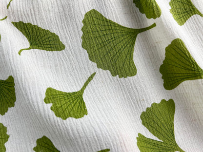 Linen Rayon Blend Fabric by The Linen Lab – Lightweight, Soft, 42"~43" Wide, Pre-Washed Material for Sewing, Clothing, Crafts & DIY (1 Yard pre Cut, Green Ginkgo with Subtle Wrinkle Effect)