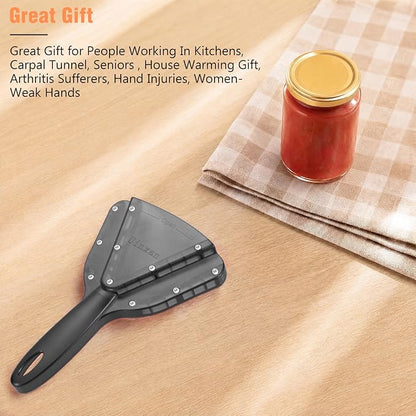 Uinxan Jar Opener for Weak Hands & Seniors with Arthritis - Handheld Manual | Effortlessly Opens Stubborn Screw Lids & Bottle Caps. 304 Stainless Steel. Durable. Patented Kitchen Gadget (Black)