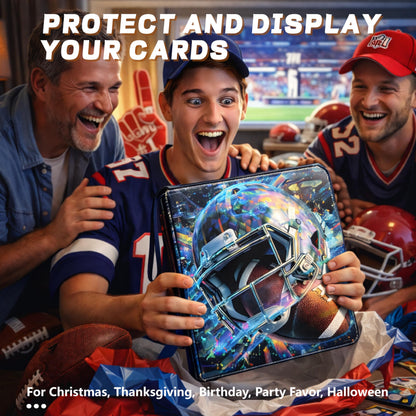 Football Card Binder with Sleeves, 9-Pocket Portable Card Protectors Album Holder Book with Zipper, Fits 900 Cards with 50 Removable Sleeves, Football Cards Display Storage Carrying Case