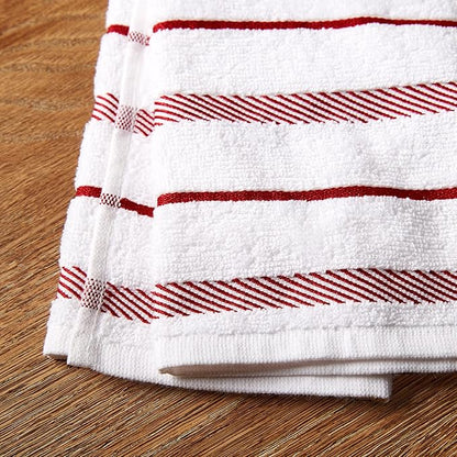 KitchenAid Albany Kitchen Towel 4-Pack Set, Passion Red/White