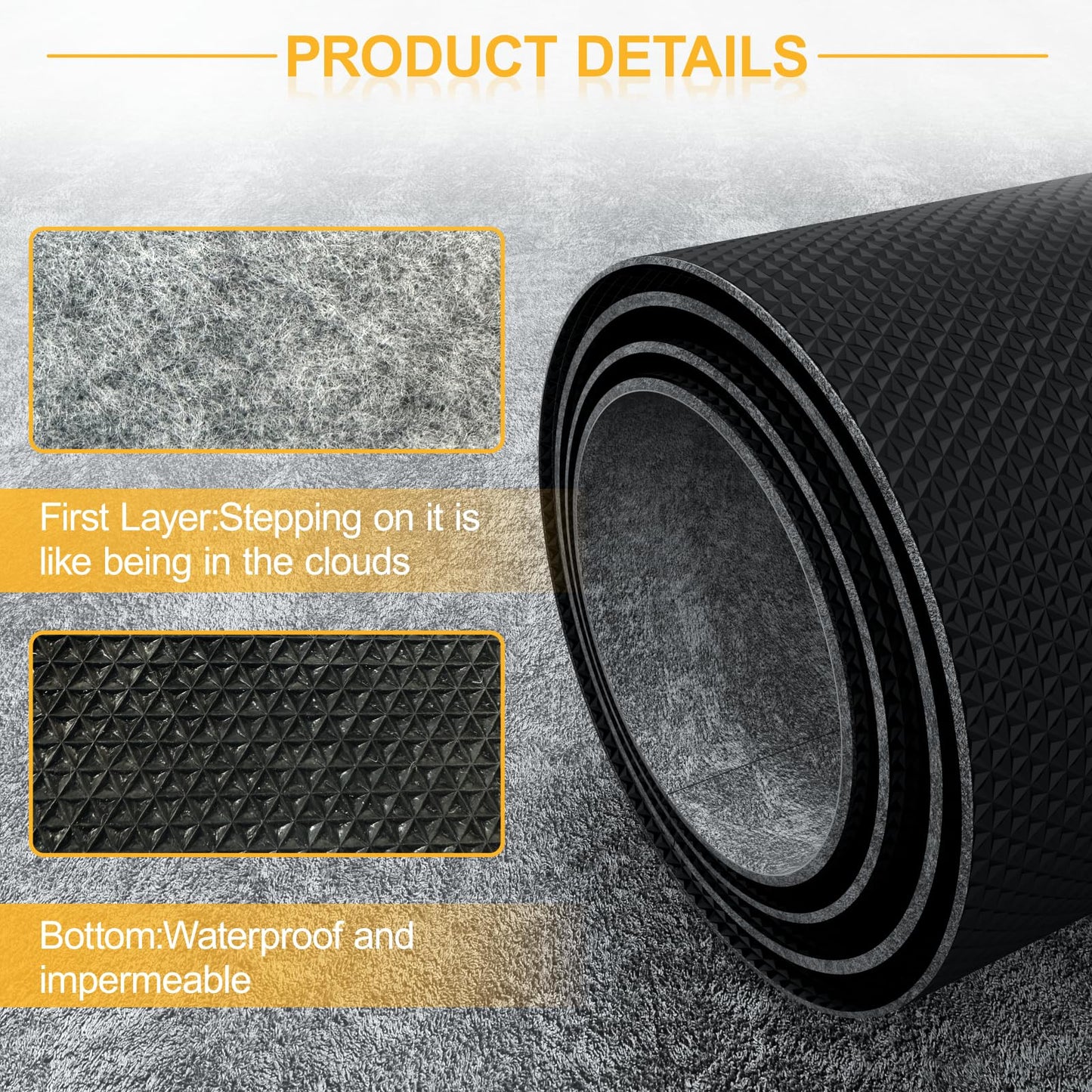 Non Slip Felt Rubber Rug Pad, Thick Felt Rug Pads for Hardwood Floors, Under Area Rugs Protective Cushion Pads for Carpet, Felt and Rubber Underpad for Home Place Surface Safe (Grey, 5' x 7')