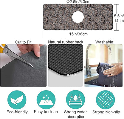 Kitchen Sink Splash Guard Faucet Mat Super Absorbent Fast Drying Mat Sink