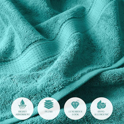 SUPERIOR Egyptian Cotton Pile 6 Piece Towel Set, Includes 2 Bath, 2 Hand