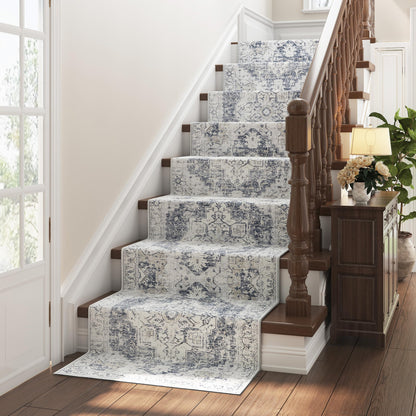 jinchan Kelda Runner Rug 3x8 Vintage Hallway Rug Kitchen Washable Runner Retro Lightweight Non-Slip Low Pile Thin Distressed Carpet for Entryway Bathroom Laundry Room Bedroom Stairway Grey
