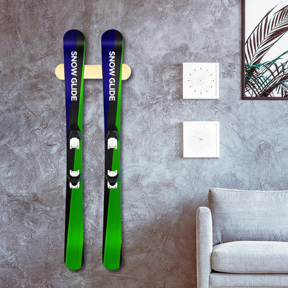 Evjocoh Wooden Ski & Snowboard Wall Mount Horizontal, Skateboard Wall Rack with Screws, Snowboard Display Stand, Indoor Snowboard Storage for Room, Garage (2, wood)