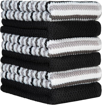 Premium Kitchen Towels | Large Cotton Kitchen Hand Towels | Popcorn Striped
