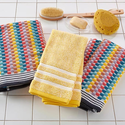 SKL Home Mid-Century 100% Cotton Premium 2-Piece Hand Towel Set, 450 GSM