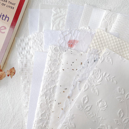 Aromoty 20Pcs Handmade Scrapbook Paper Craft Textured Paper Wedding A5 sheet Mesh Fabric Mulberry Special Mix for Bridal Scrapbooking Junk Journal Journaling Supplies DIY Materials,5.8x8.2 inches