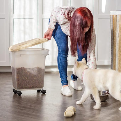 IRIS USA Airtight Dog Food Storage Container, WeatherPro, Removable Wheels