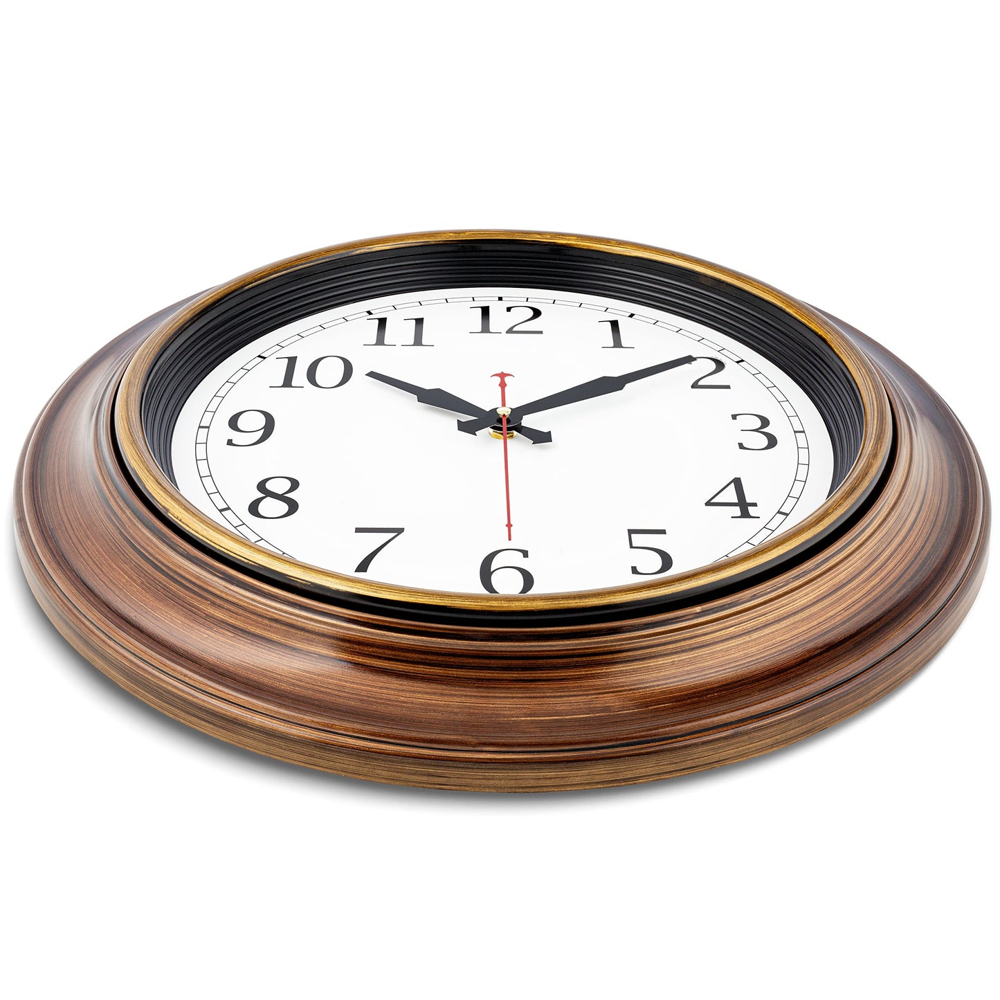 Bernhard Products Large Wall Clock 18" Quality Quartz Silent Non Ticking, Battery Operated for Home/Living Room/Over Fireplace, Beautiful Decorative Timeless Stylish Bronze XL Clocks, Easy to Read