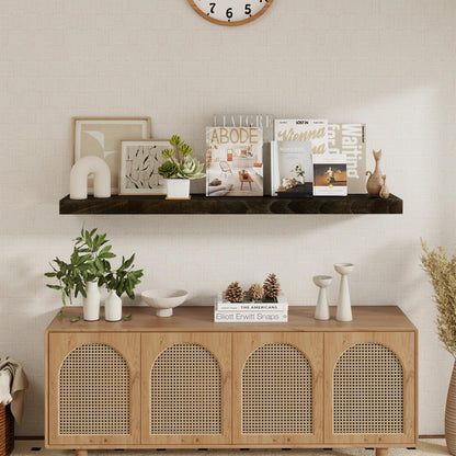 fuqing Floating Shelves for Wall - 48 Inch Dark Wood Shelves Set of 1-48 Inch Wide x 9.3 Inch Deep x 1.6 Inch Thick Wooden Wall Shelves for Room Decor & Storage