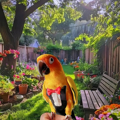 Bird Harness Leather Set Tuxedo Flight Suits with Nappy Diapers Waterproof Inner Layer Urine Wet for Parrot Cockatiel Conure Parakeet Macaw Budgie (XS)