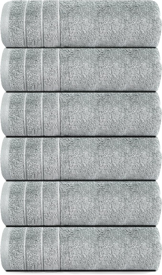 Tens Towels Pack of 6 Hand Towels, 100% Cotton, Lighter Weight, Quick to Dry