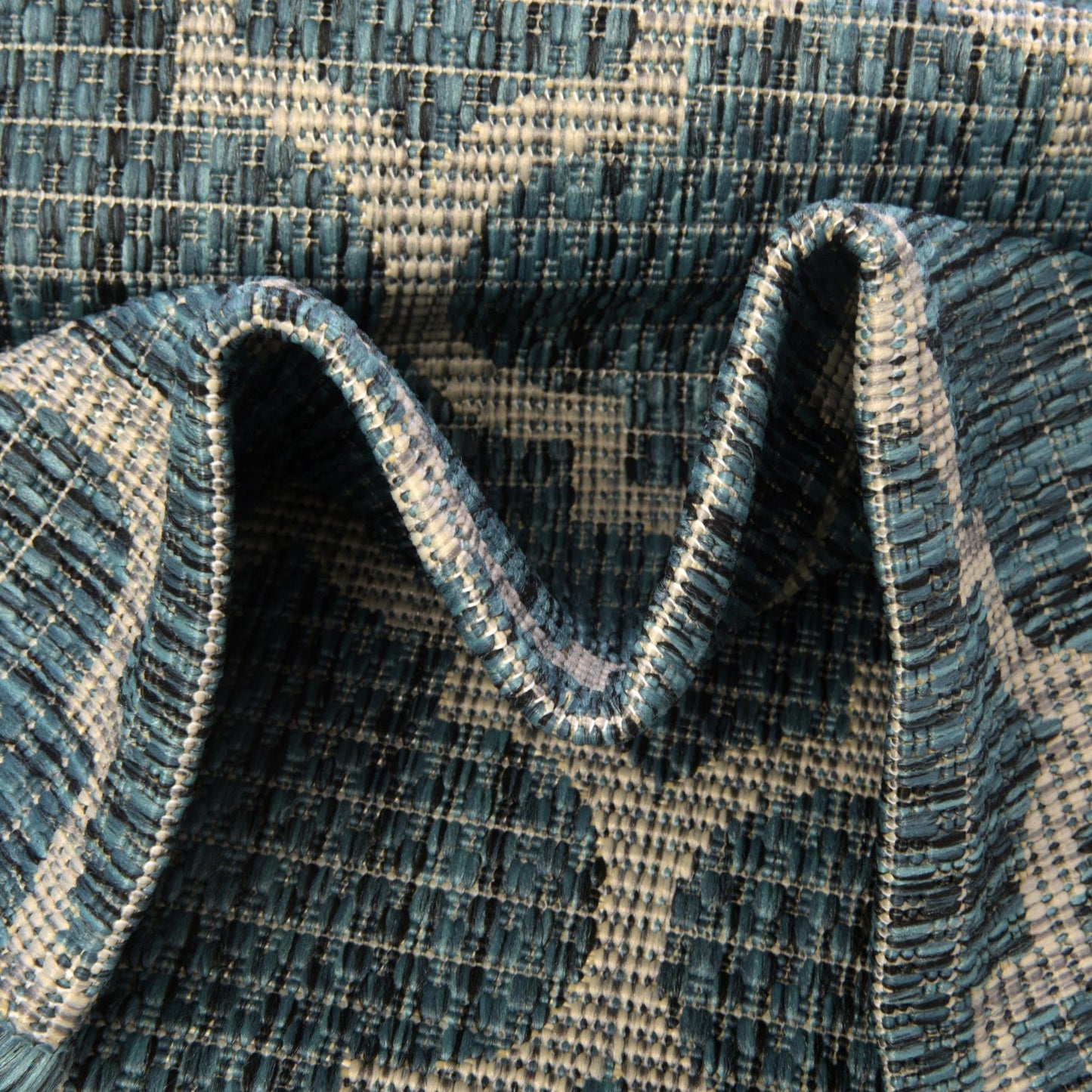 Unique Loom Outdoor Trellis Collection Area Rug (2' x 6' 1" Runner, Teal/ Gray)