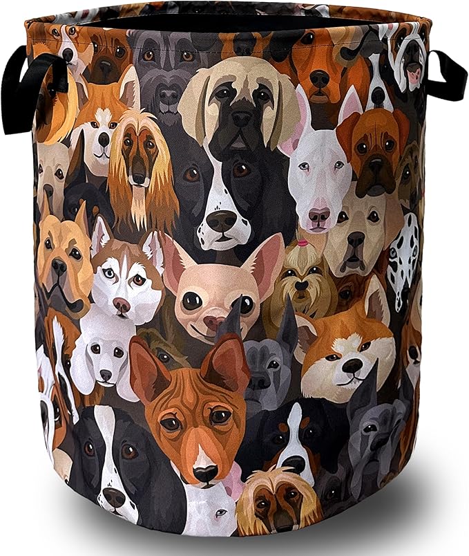 Cute Dogs Different Dog Laundry Basket Foldable